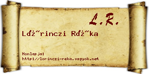Lőrinczi Réka névjegykártya